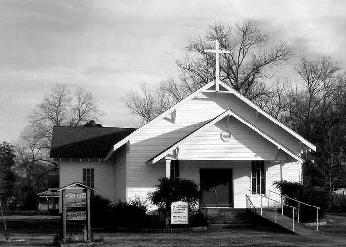 Rural Ar Church Ansel Adams Greeting Card featuring the photograph FUMC Moorefield by Curtis J Neeley Jr
