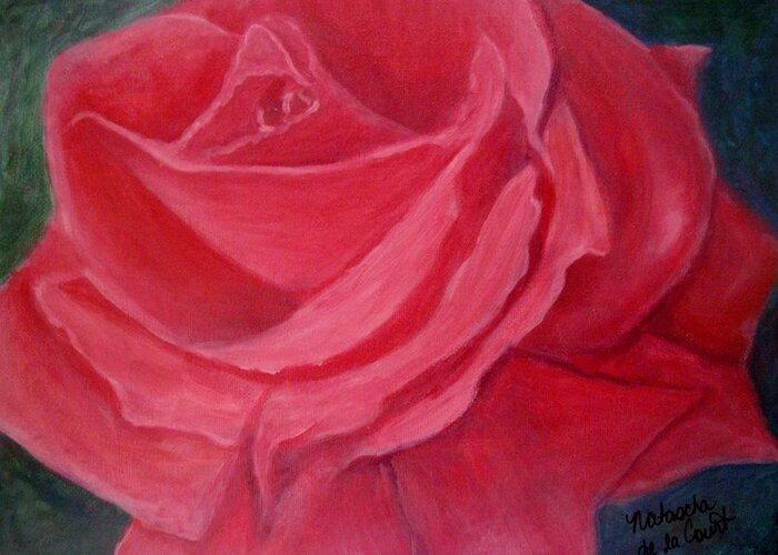 Rose Greeting Card featuring the painting Fuschia Rose by Natascha de la Court
