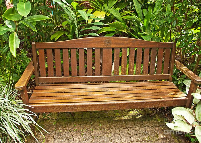 Photograph Greeting Card featuring the photograph Garden Bench by Bob and Nancy Kendrick
