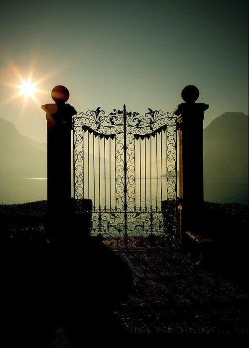 Gate Greeting Card featuring the photograph Gateway To The Lake by Joana Kruse