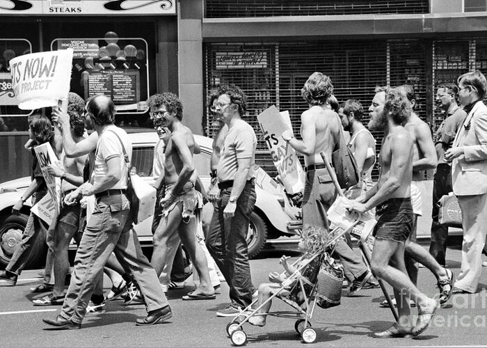 1976 Greeting Card featuring the photograph Gay Rights March, 1976 by Granger