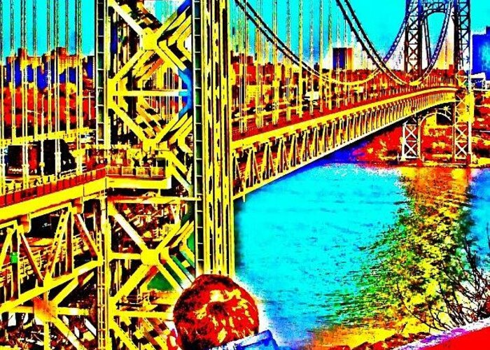 Bridge Greeting Card featuring the photograph #george #washington #bridge #newyork by Antonio DeFeo
