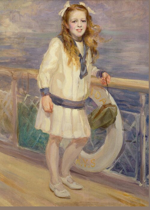 Girl Greeting Card featuring the painting Girl in a Sailor Suit by Charles Sims