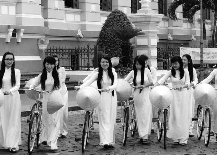 Ariksm-girlsbicycle Greeting Card featuring the photograph Girls-Bicycle by Arik S Mintorogo