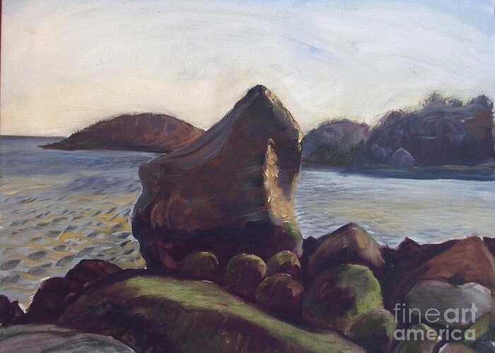 Landscape Greeting Card featuring the painting Gloucester Rocks by Nelson Dale