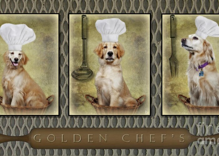 Golden Retrievers Greeting Card featuring the photograph Golden Chef's by Susan Candelario