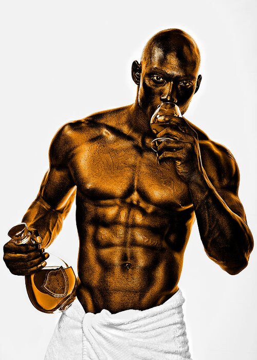 Fitness Greeting Card featuring the photograph Golden Man by Val Black Russian Tourchin