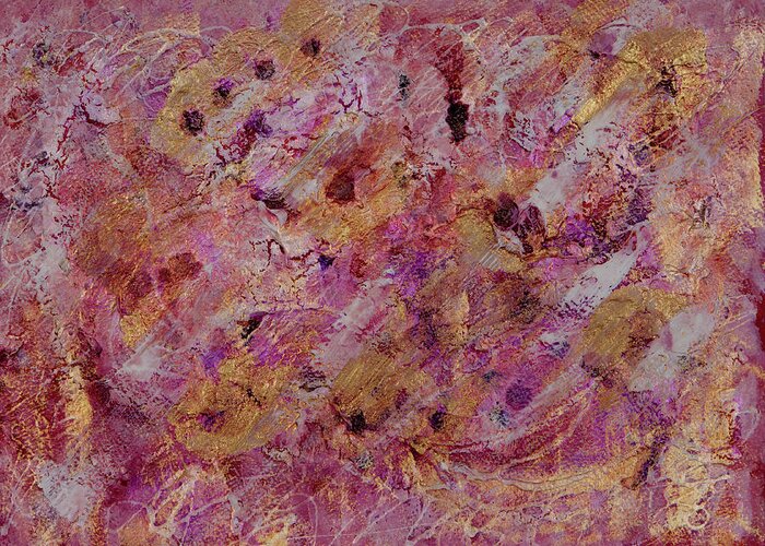 Abstract Raspberries Painting Greeting Card featuring the painting Golden Raspberries Painting by Don Wright