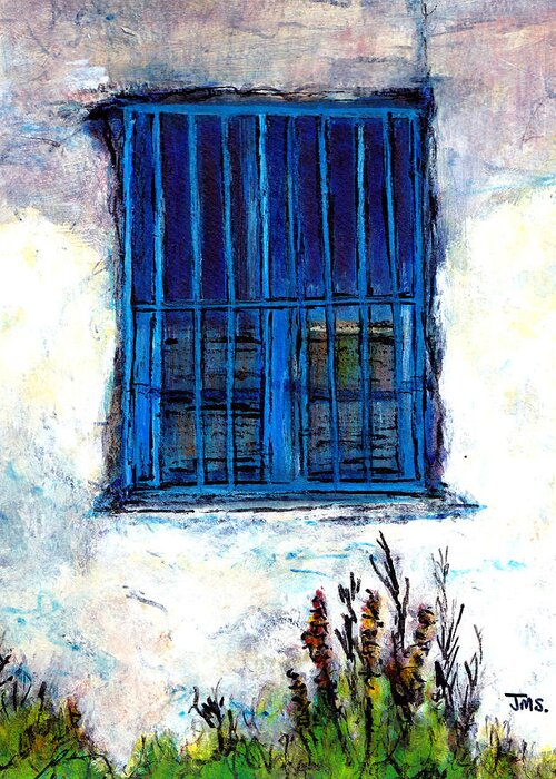 Greece Greeting Card featuring the painting Greek Facade by Jackie Sherwood