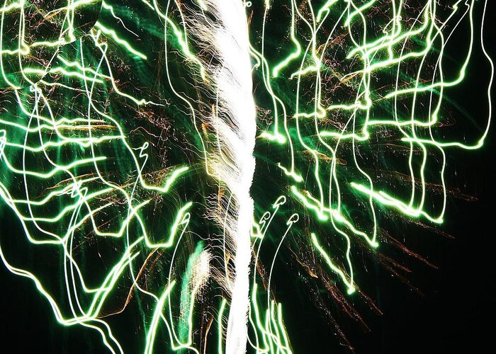 Fireworks Greeting Card featuring the photograph Green Fire Works by Paulette Thomas