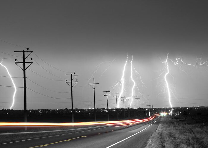 Lightning Greeting Card featuring the photograph Green Light Into the Storm by James BO Insogna