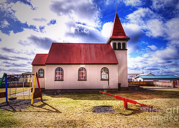 Grindavik Greeting Card featuring the photograph Grindavik Church III Iceland by Jack Torcello