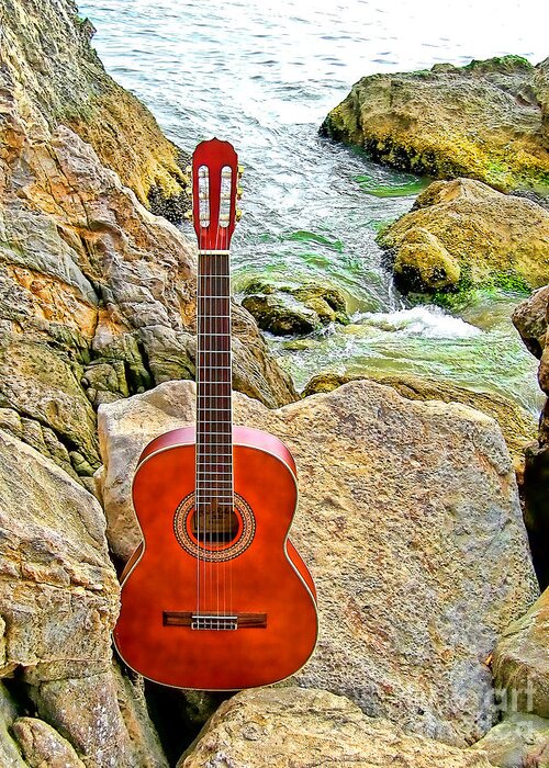 Guitar Greeting Card featuring the photograph Guitar By The Sea by Jason Abando