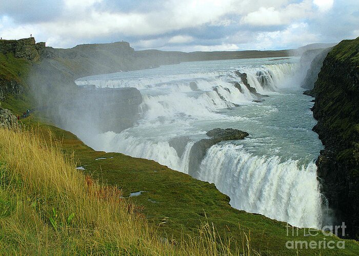 Gullfoss Waterfalls Greeting Card featuring the photograph Gullfoss Waterfalls Iceland by Louise Peardon