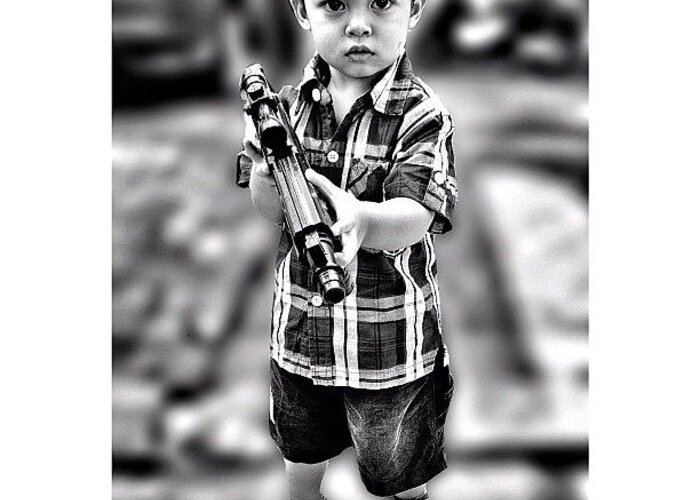 Streetphotography Greeting Card featuring the photograph Gun Is Not A Toy ! #kids #kidstagram by Mystreetromance Harsanto