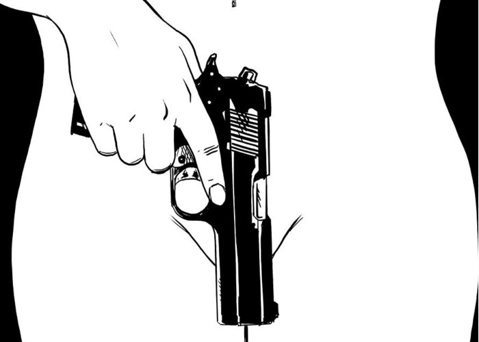 Gun Greeting Card featuring the drawing Gun number 4 by Giuseppe Cristiano
