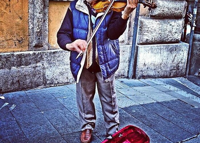 Europe Greeting Card featuring the photograph Gypsy Violin #travel #violin #gypsy by Emily Hames