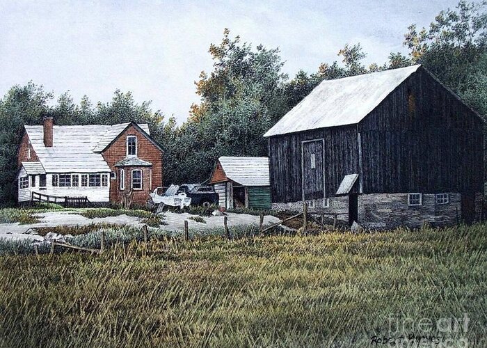Landscapes Greeting Card featuring the painting Haliburton Farm by Robert Hinves