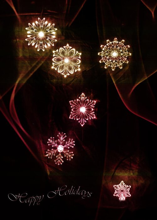 Snowflakes Greeting Card featuring the photograph Happy Holidays Snowflakes by B Cash