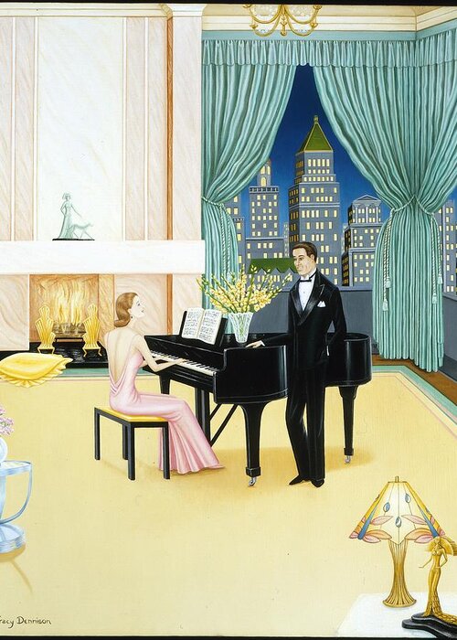 Art Deco Greeting Card featuring the painting Harmony by Tracy Dennison