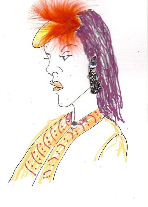  Bettye Harwell Drawing Greeting Card featuring the drawing Hat Lady 6 by Bettye Harwell