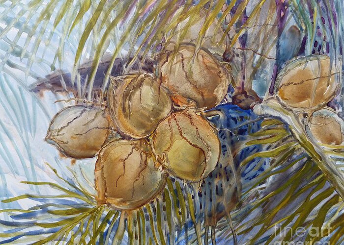 Coconut Greeting Card featuring the painting Hawaiian Cluster by Louise Peardon