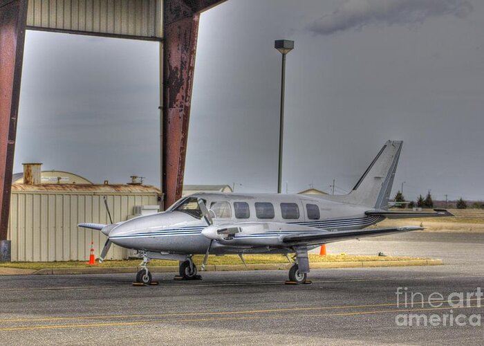 Hdr Photographs Greeting Card featuring the photograph HDR Plane Waiting at Docking Station for Passengers by Al Nolan