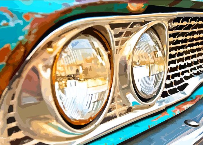 Cars Greeting Card featuring the painting Headlights by Lelia DeMello