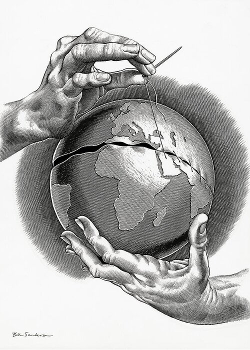 Hand Greeting Card featuring the photograph Healing The World, Conceptual Artwork by Bill Sanderson