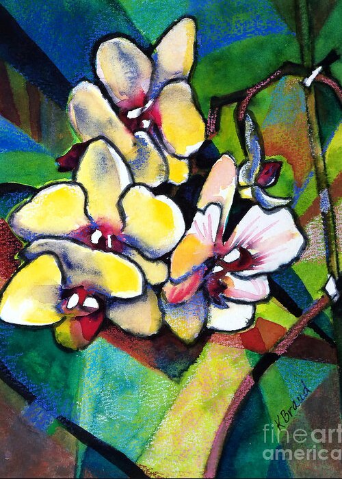 Paintings Greeting Card featuring the painting Heart of the Orchid by Kathy Braud