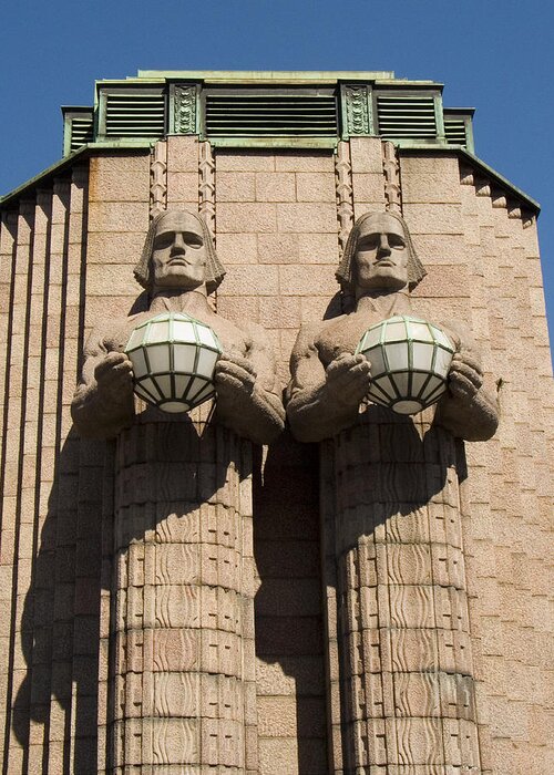 Statues Greeting Card featuring the photograph Helsinki Station by David Harding