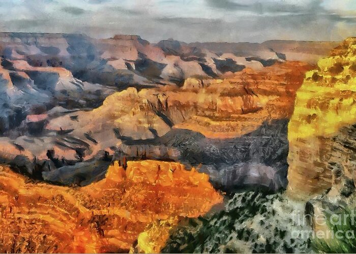 Grand Canyon Greeting Card featuring the digital art Hopi Point - Grand Canyon Sunset by Mary Warner