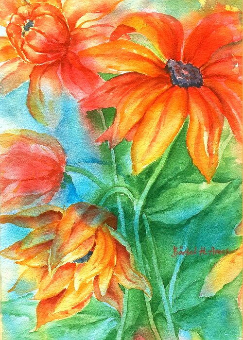 Flower Greeting Card featuring the painting Hot Summer Flowers by Barbel Amos
