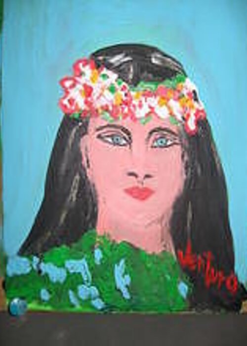 Hula Greeting Card featuring the painting Hula Lady by Clare Ventura