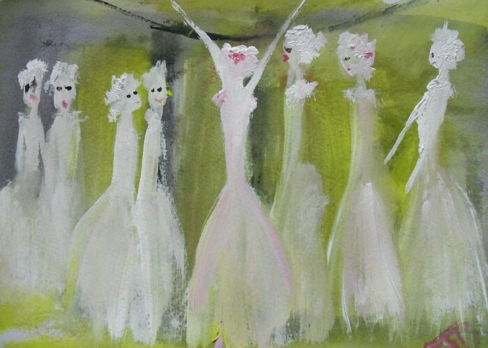 Ballet Greeting Card featuring the painting I need pizza by Judith Desrosiers