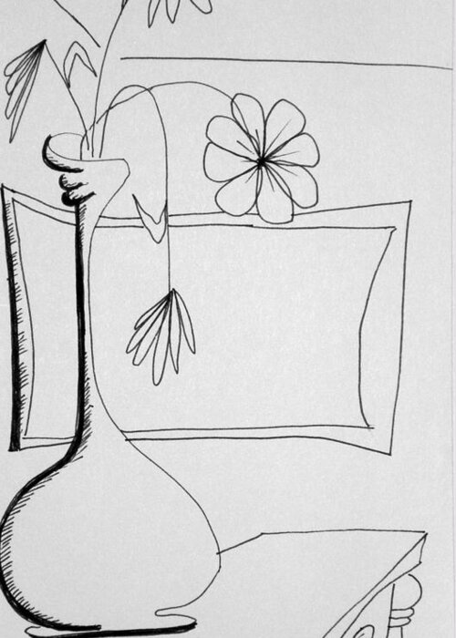 Still Life Greeting Card featuring the drawing In need of water by Dennis Casto