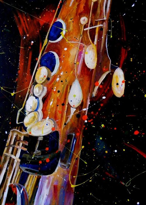 Saxophone Painting Greeting Card featuring the painting Instrument of choice by Pearlie Taylor