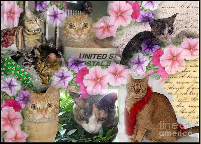 Digital Collage Greeting Card featuring the digital art Itty Bitty Kitties by Ruby Cross