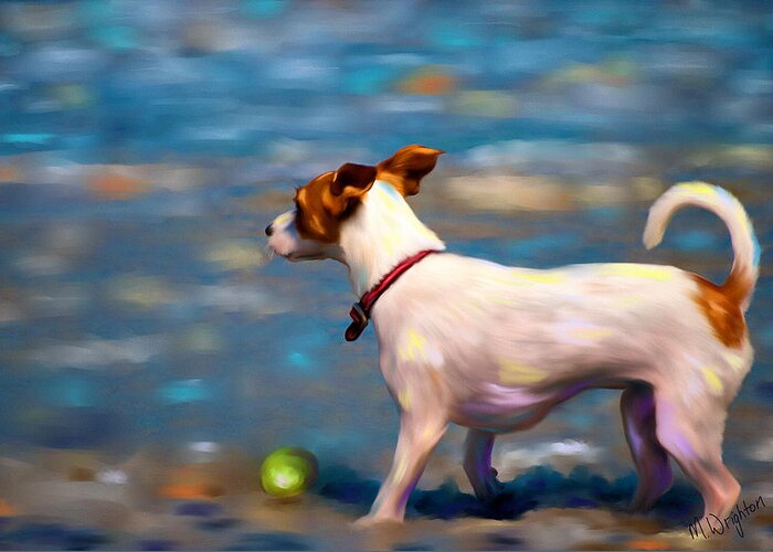 Jack Russell Terrier Greeting Card featuring the painting Jack at the Beach by Michelle Wrighton
