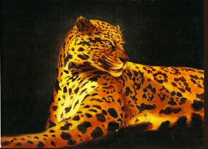 Jaguar Greeting Card featuring the painting Jaguar by John Pirnak