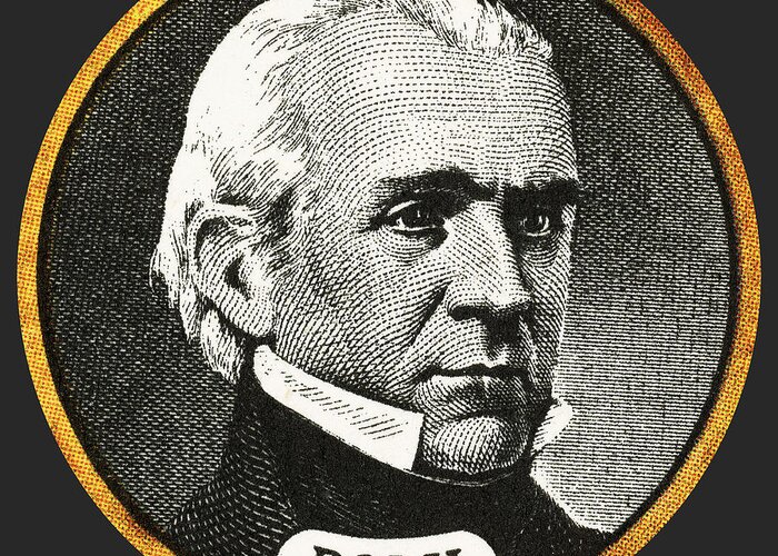 Polk Greeting Card featuring the photograph James Polk by Photo Researchers