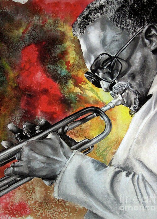 Jazz Greeting Card featuring the mixed media Jazz Fire by Gary Williams