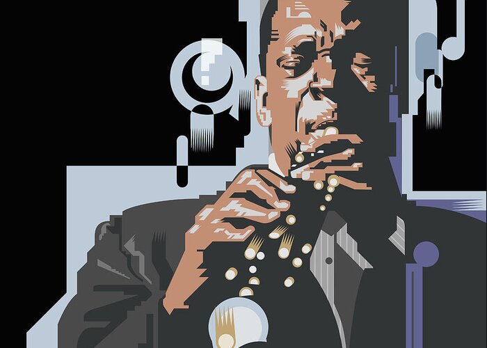 John Coltrane Greeting Card featuring the digital art John Coltrane Abstract by Garth Glazier