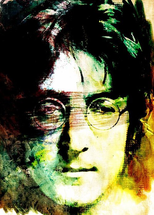 Painted Greeting Card featuring the digital art John Lennon by Andrea Barbieri