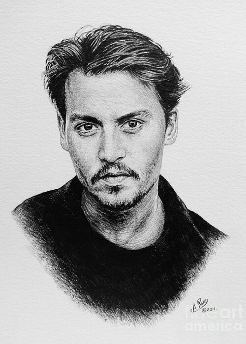 Johnny Depp Greeting Card featuring the drawing Johnny Depp by Andrew Read