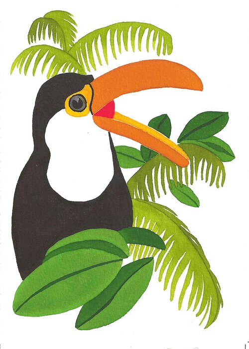 Bird Greeting Card featuring the painting Jungle Toucan by Terry Taylor