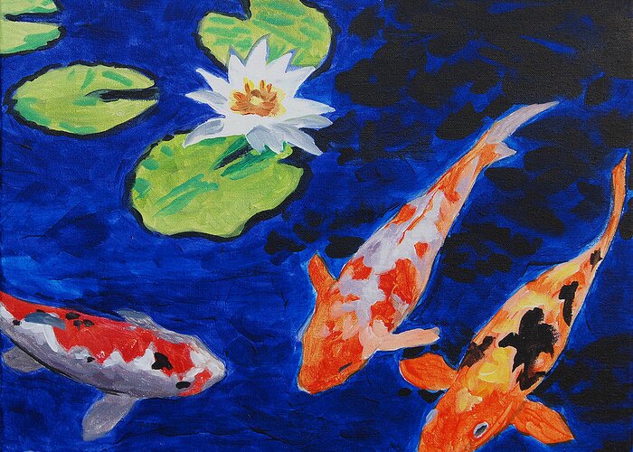 Koi Greeting Card featuring the painting Just Being Koi by Tommy Midyette