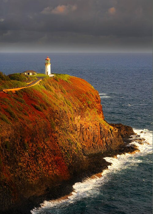 Lighthouse Greeting Card featuring the photograph Kilauea lighthouse by Kenneth Sponsler