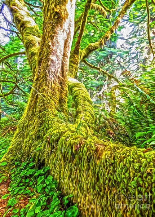 Klamath Greeting Card featuring the painting Klamath Moss Tree by Gregory Dyer
