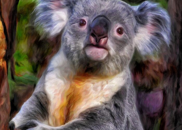 Koala Greeting Card featuring the painting Koala by Dominic Piperata